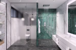 ukuran kaca pembatas kamar mandi