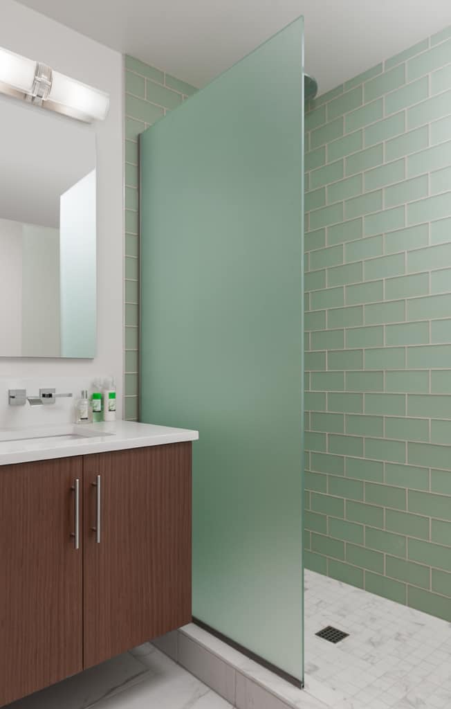 sekat kaca kamar mandi dengan kaca acid